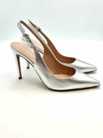 Slingback Ninalilou in Nappa Argento, Tacco 10 cm art. 301215LV