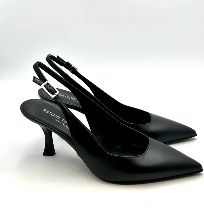 Slingback Sergio Levantesi in Pelle Nera Tacco 8 cm art. JUDY, foto 1 di 5