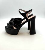 Sandalo Anna F in Pelle Nera Tacco 12 cm Plateau 4 cm art. 3705