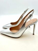 Slingback Ninalilou in Nappa Argento, Tacco 10 cm art. 301215LV - immagine 2