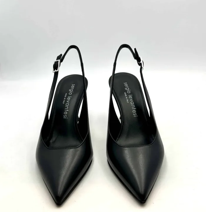 Slingback Sergio Levantesi in Pelle Nera Tacco 8 cm art. JUDY, foto 2 di 5