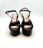 Sandalo Anna F in Pelle Nera Tacco 12 cm Plateau 4 cm art. 3705 - immagine 5