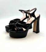 Sandalo Anna F in Pelle Nera Tacco 12 cm Plateau 4 cm art. 3705 - immagine 2
