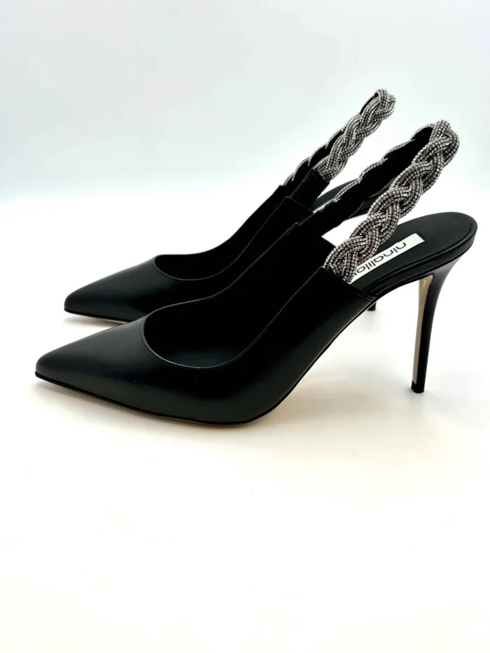 Slingback Gioiello Ninalilou in Nappa Nera, Tacco 9 cm art. 291220A9, foto 3 di 5