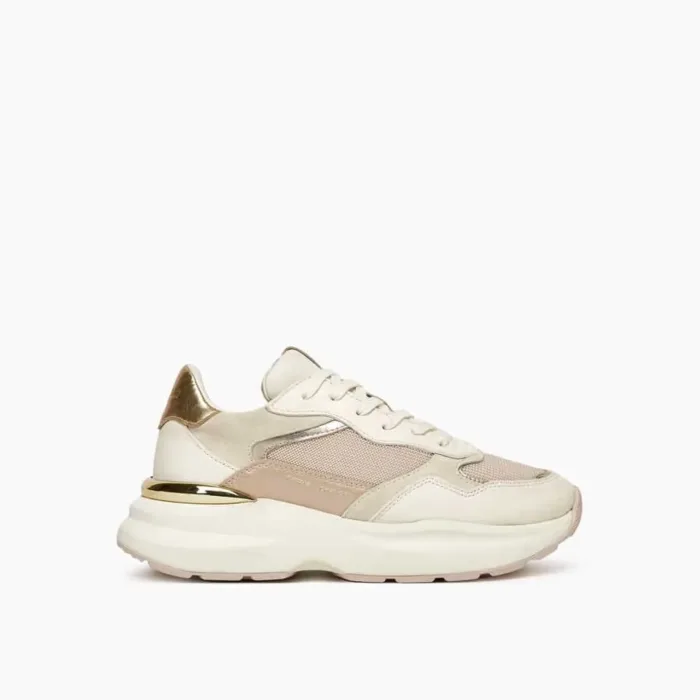 Sneaker Donna Crime London in Pelle e Camoscio Beige con dettagli Oro H. 5 cm mod. Faith art. 27804PP6.14, foto 1 di 6