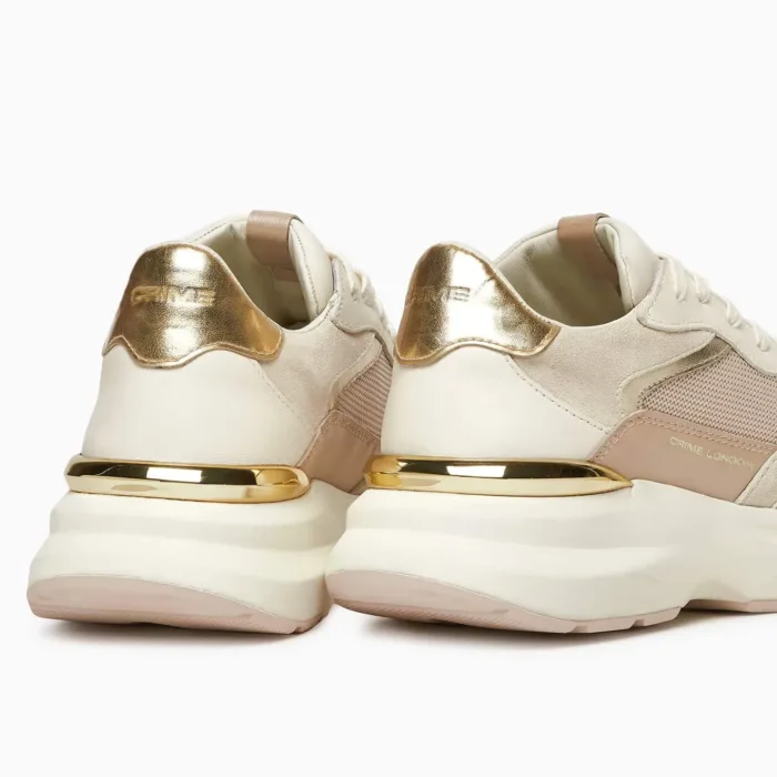 Sneaker Donna Crime London in Pelle e Camoscio Beige con dettagli Oro H. 5 cm mod. Faith art. 27804PP6.14, foto 5 di 6