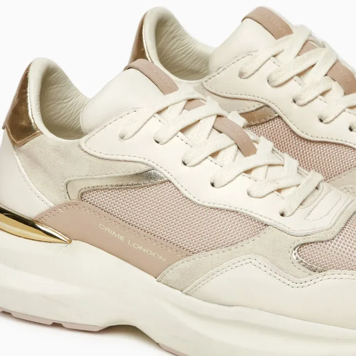 Sneaker Donna Crime London in Pelle e Camoscio Beige con dettagli Oro H. 5 cm mod. Faith art. 27804PP6.14, foto 6 di 6