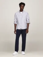 Camicia In Lino Regular Fit Uomo Tommy Hilfiger Riga Bianco Blu art. MW0MW34646 0A5 - immagine 3