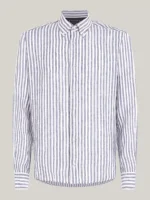 Camicia In Lino Regular Fit Uomo Tommy Hilfiger Riga Bianco Blu art. MW0MW34646 0A5