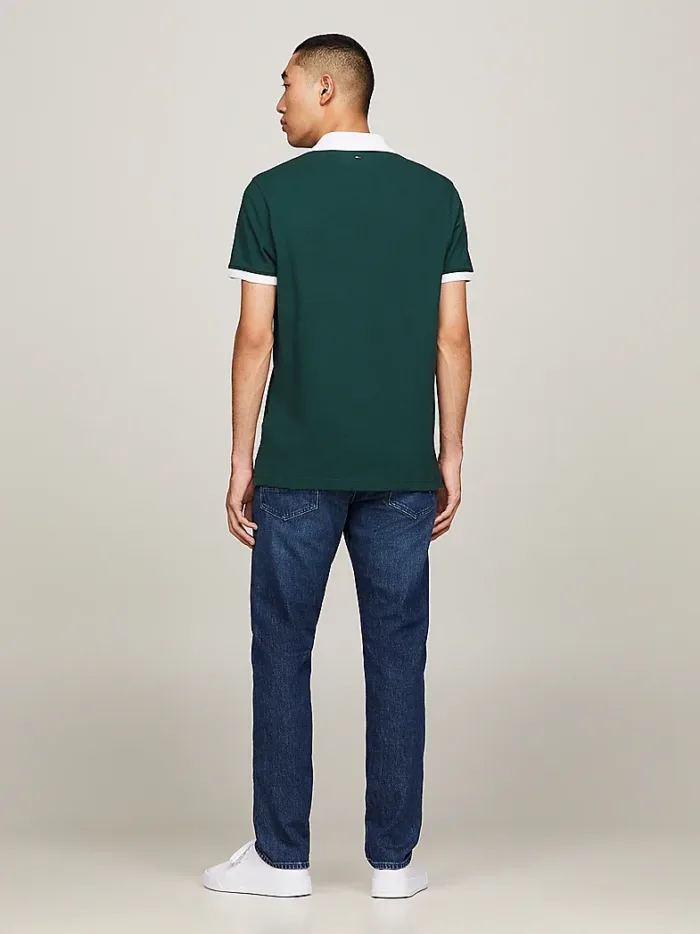 Polo Regular Fit Uomo Tommy Hilfiger Verde Monotype Ringer art. MW0MW34770 MBP, foto 3 di 3