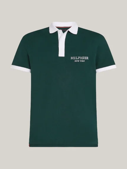 Polo Regular Fit Uomo Tommy Hilfiger Verde Monotype Ringer art. MW0MW34770 MBP