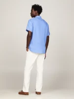 Camicia Uomo Tommy Hilfiger a Manica Corta in Lino Azzurra art. MW0MW35207 C30 - immagine 4