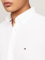 Camicia Uomo Tommy Hilfiger a Manica Corta in Lino Bianca art. MW0MW35207 YCF - immagine 5