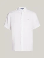 Camicia Uomo Tommy Hilfiger a Manica Corta in Lino Bianca art. MW0MW35207 YCF