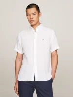 Camicia Uomo Tommy Hilfiger a Manica Corta in Lino Bianca art. MW0MW35207 YCF - immagine 2