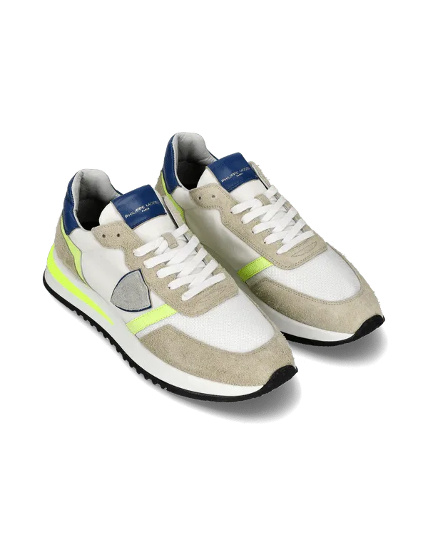 Sneakers Uomo Philippe Model Tropez 2.1 In Nylon e Camoscio Beige con dettagli Giallo Fluo art. TYLU WN20, foto 2 di 6