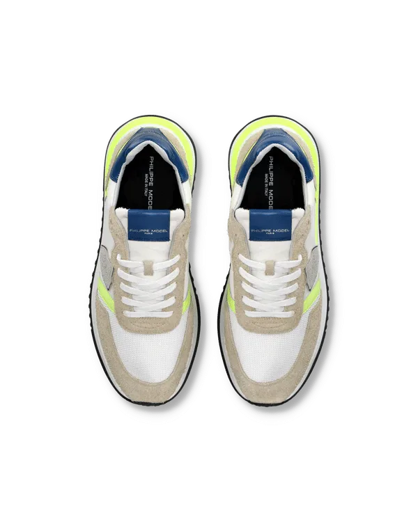 Sneakers Uomo Philippe Model Tropez 2.1 In Nylon e Camoscio Beige con dettagli Giallo Fluo art. TYLU WN20, foto 4 di 6