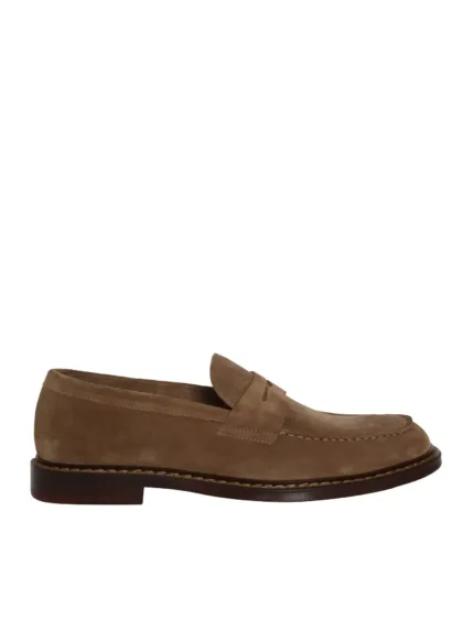 Mocassino Uomo Doucal's In Camoscio Beige Con Fondo Cuoio Art. DU2405PHOEUY009TM08
