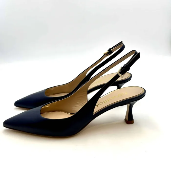 Slingback Ninalilou in Nappa Blu e tacco 6 cm cod 331270M5 art MYA 555, foto 3 di 5