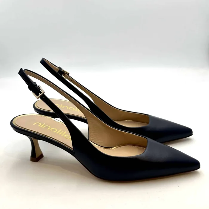 Slingback Ninalilou in Nappa Blu e tacco 6 cm cod 331270M5 art MYA 555, foto 1 di 5