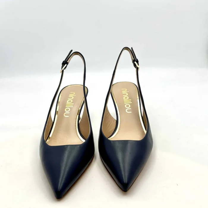 Slingback Ninalilou in Nappa Blu e tacco 6 cm cod 331270M5 art MYA 555, foto 2 di 5