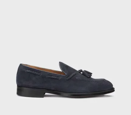 Mocassino Doucal's Uomo in Camoscio Blu con Neppine e Suola in Gomma art. 1020