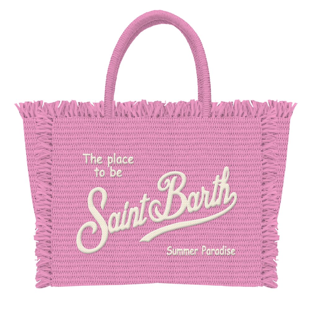 VANITY MINI STRAW N_21 EMB Borsa a Mano Piccola con Tracolla Mc2 Saint Barth Rosa art. Vanity Mini Straw N 21 Emb - immagine 1