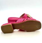 Ciabatta Lorenzo Mari con Accessorio Gioiello in Rafia Fucsia Tacco 3 cm art. FIORDALISO 06 - immagine 5