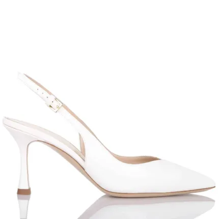 Slingback Ninalilou in Nappa Avorio con scollo a Cuore e tacco 7 cm art. 341236ET MYA 775 C