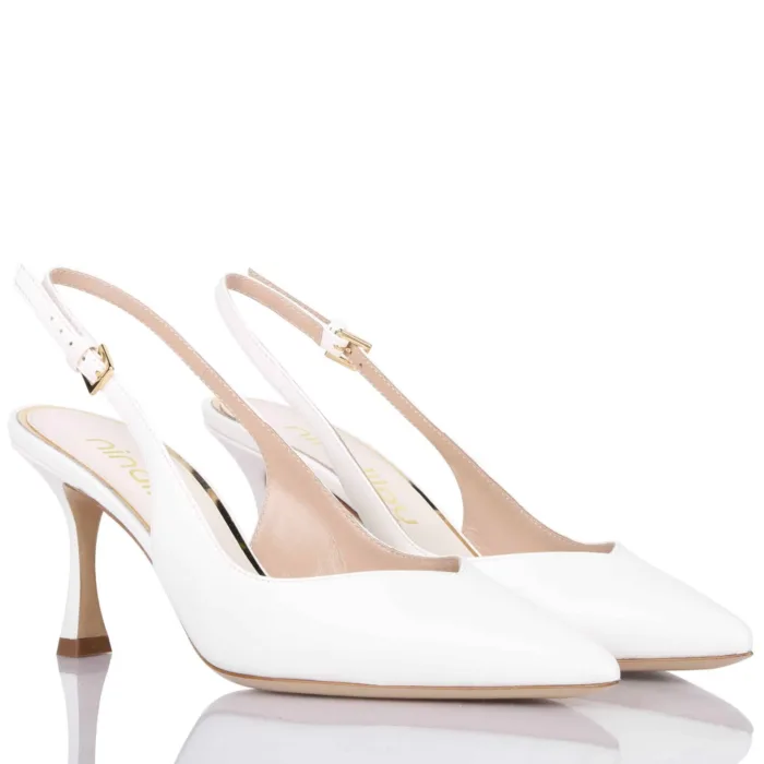 Slingback Ninalilou in Nappa Avorio con scollo a Cuore e tacco 7 cm art. 341236ET MYA 775 C, foto 2 di 4