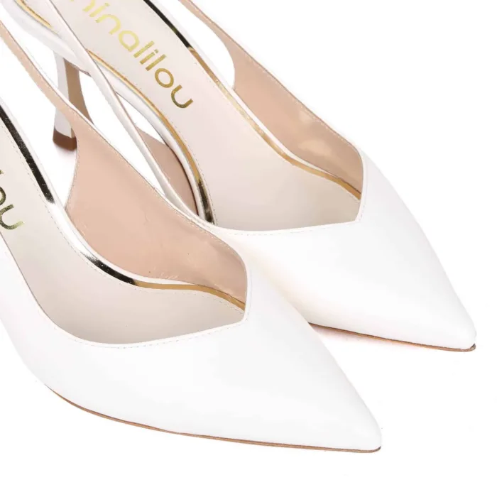 Slingback Ninalilou in Nappa Avorio con scollo a Cuore e tacco 7 cm art. 341236ET MYA 775 C, foto 4 di 4