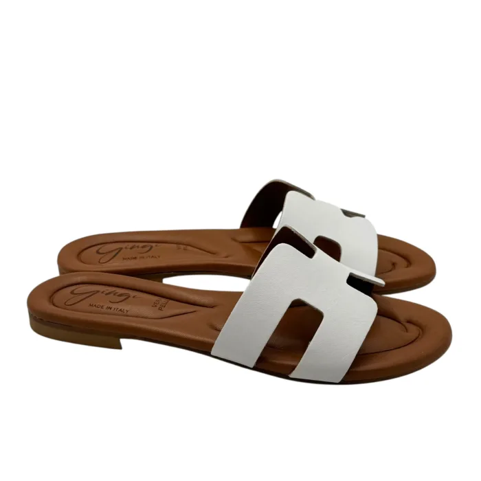 Ciabatta Gingi in Nappa Bianca, Tacco 2 cm art. 3557, foto 1 di 6