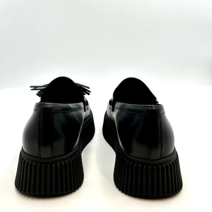 Mocassino Con Nappine Lorenzo Mari in Pelle Nera art. Sally 07, foto 4 di 5