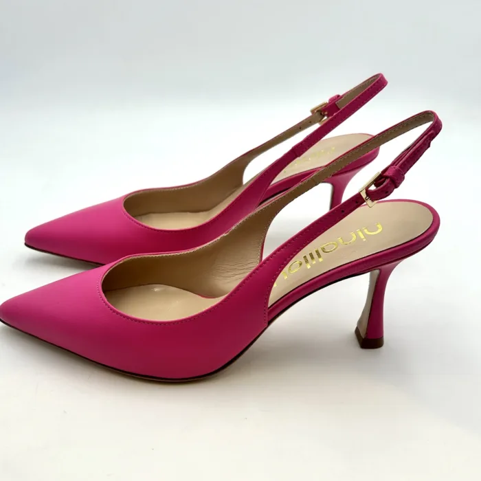 Slingback Ninalilou in Nappa Fucsia, Tacco 7 cm art. 301225M7, foto 3 di 5