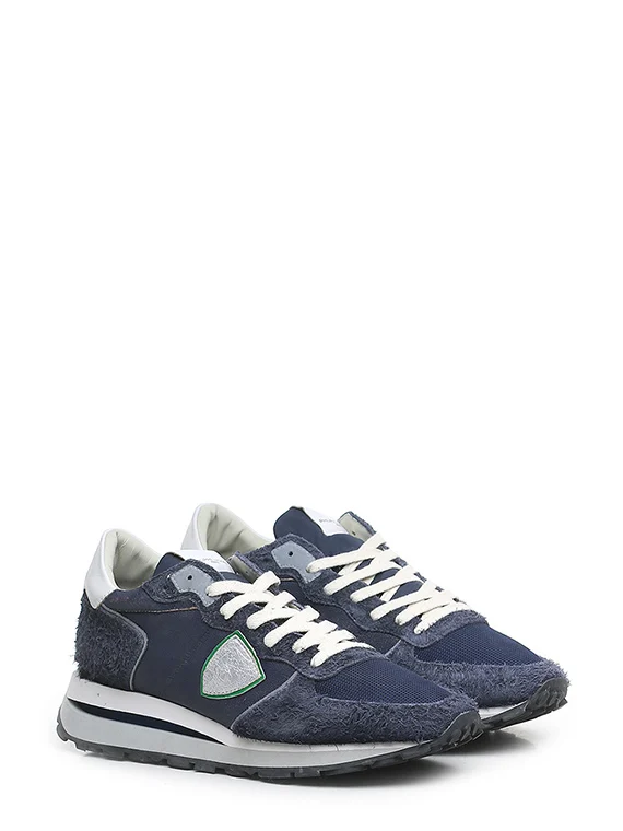 Sneakers Uomo Philippe Model Tropez Haute In Pelle e Camoscio Blu cod. TKLU DX01, foto 2 di 3