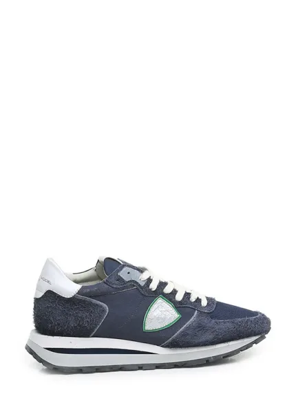 Sneakers Uomo Philippe Model Tropez Haute In Pelle e Camoscio Blu cod. TKLU DX01