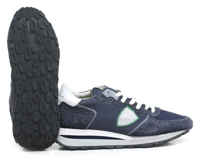 Sneakers Uomo Philippe Model Tropez Haute In Pelle e Camoscio Blu cod. TKLU DX01, foto 3 di 3