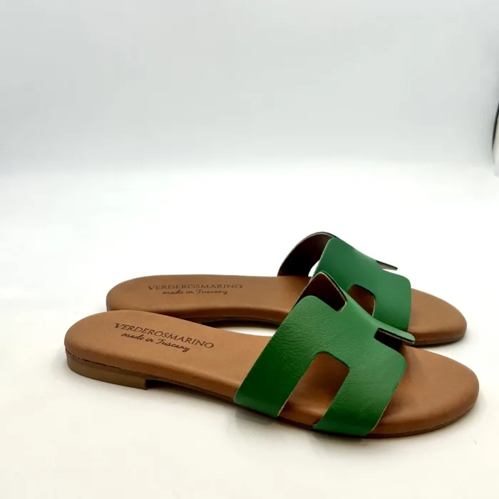 Ciabatta Verde Rosmarino in Nappa Verde, Tacco 2 cm art. 3557, foto 2 di 4