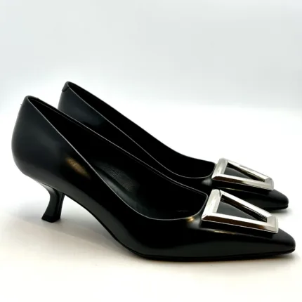 Decolletè Sergio Levantesi in Pelle Spazzolata Nera Tacco 6 cm art. Irina 5