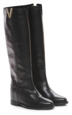 Stivali Via Roma 15 in Pelle Nera con V Gioiello art. 3399 Rialzo interno H 5cm - immagine 5
