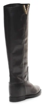 Stivali Via Roma 15 in Pelle Nera con V Gioiello art. 3399 Rialzo interno H 5cm - immagine 2