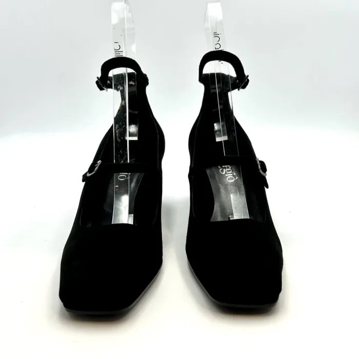 Decolletè Mary Jane Pergiò in Camoscio Nero Tacco 6 cm art. 770, foto 2 di 5