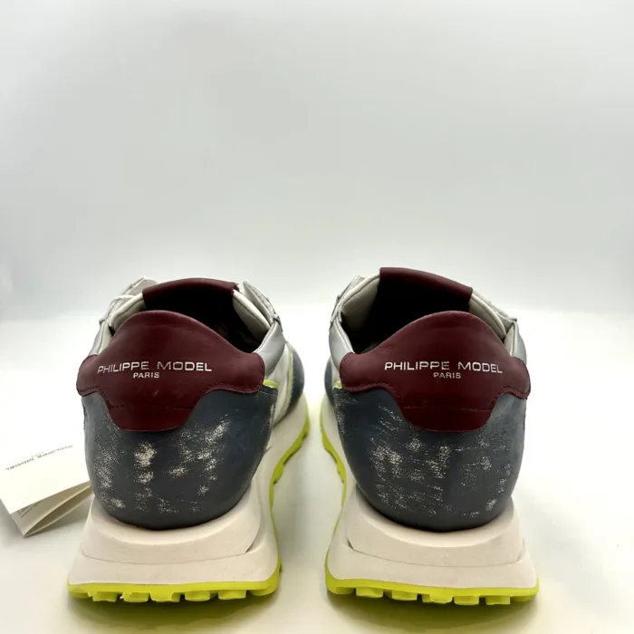 Sneakers Uomo Philippe Model Tropez Haute In Pelle Azzurra e Dettagli in Nylon Bianchi cod. TKLU WNV1, foto 4 di 5