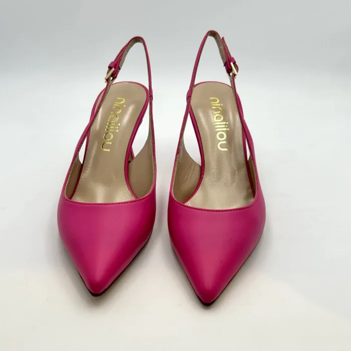 Slingback Ninalilou in Nappa Fucsia, Tacco 7 cm art. 301225M7, foto 2 di 5