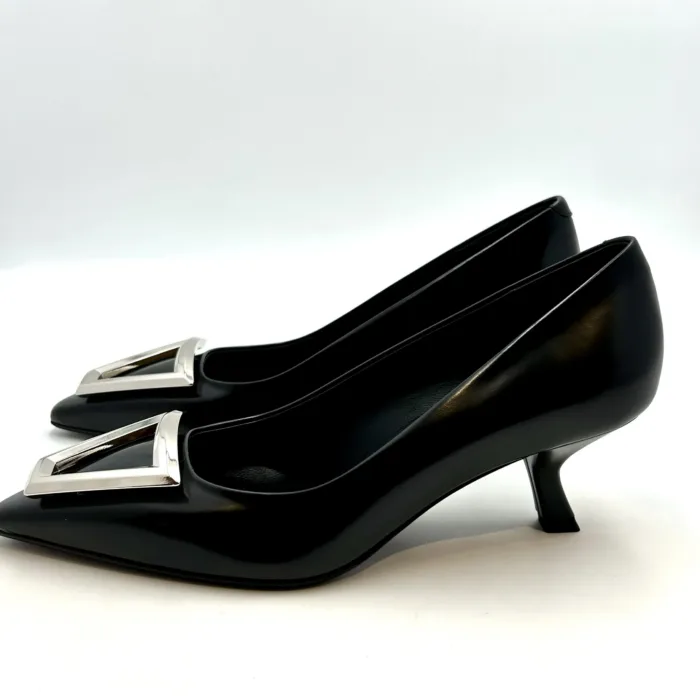 Decolletè Sergio Levantesi in Pelle Spazzolata Nera Tacco 6 cm art. Irina 5, foto 3 di 4