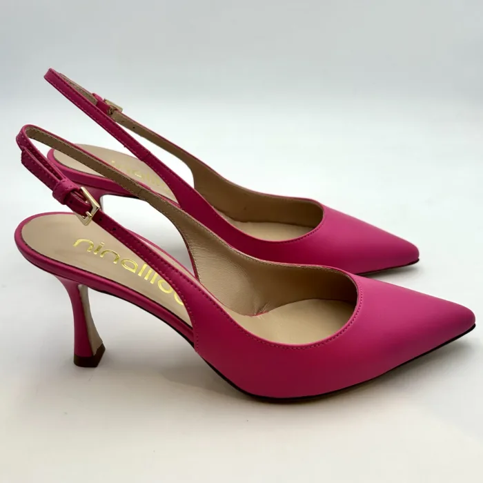 Slingback Ninalilou in Nappa Fucsia, Tacco 7 cm art. 301225M7, foto 1 di 5
