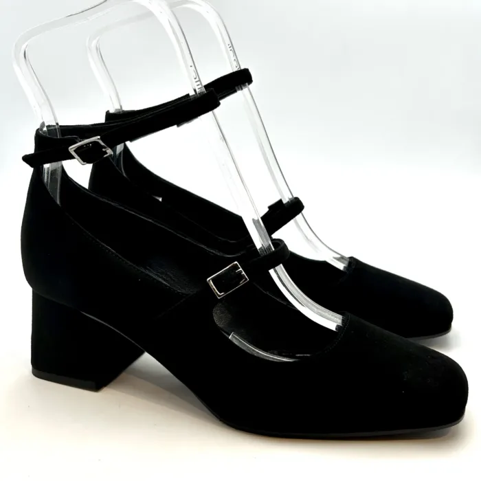 Decolletè Mary Jane Pergiò in Camoscio Nero Tacco 6 cm art. 770, foto 1 di 5