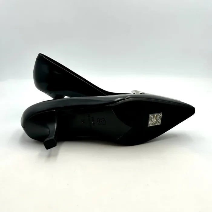 Decolletè Sergio Levantesi in Pelle Spazzolata Nera Tacco 6 cm art. Irina 5, foto 4 di 4