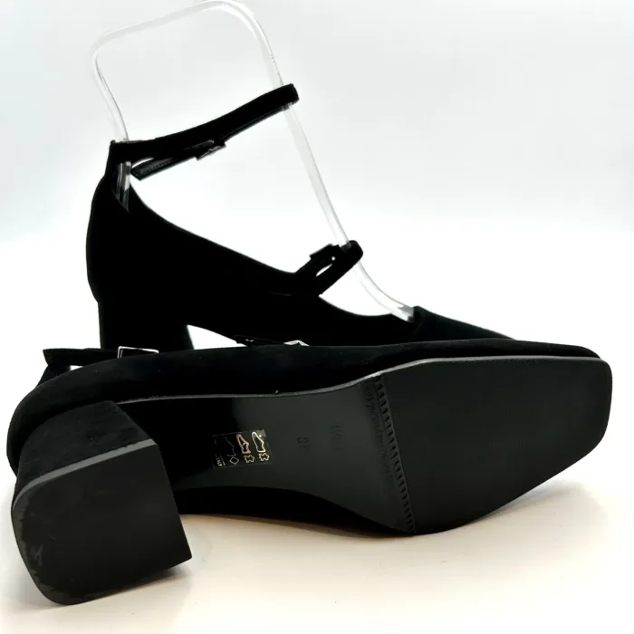 Decolletè Mary Jane Pergiò in Camoscio Nero Tacco 6 cm art. 770, foto 4 di 5