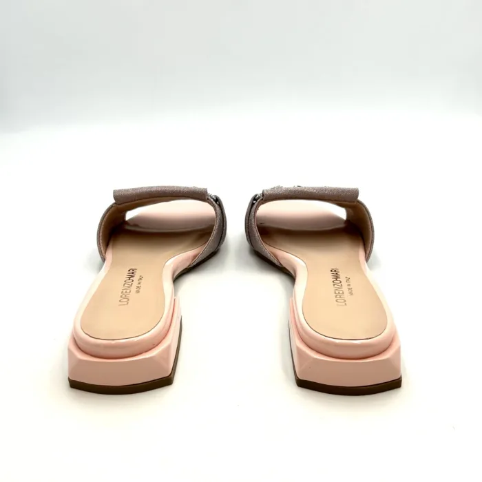 Ciabatta Lorenzo Mari con Accessorio Gioiello in Vernice e Glitter Rosa Tacco 3 cm art. Samu 01, foto 4 di 5